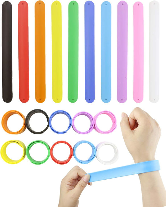 20Pcs Rainbow Silicone Slap Bracelets Soft and Safe for Party Favors(10 Color)